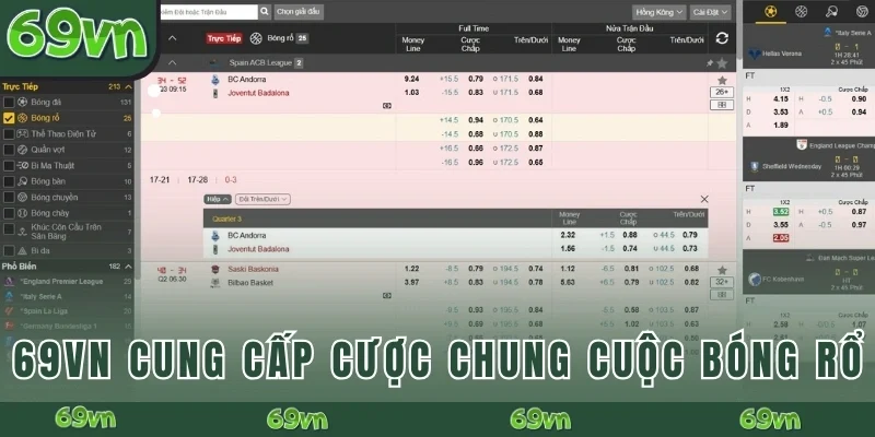 69VN cung cấp cược chung cuộc bóng rổ