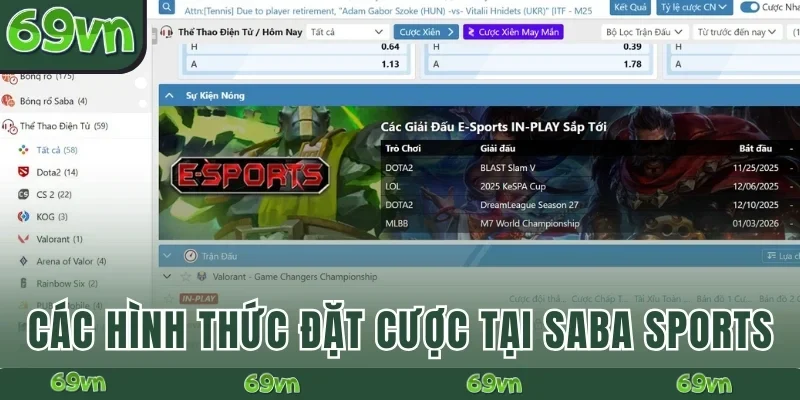 Các hình thức đặt cược tại SABA Sports