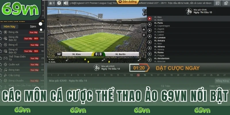 Các môn cá cược thể thao ảo 69VN nổi bật