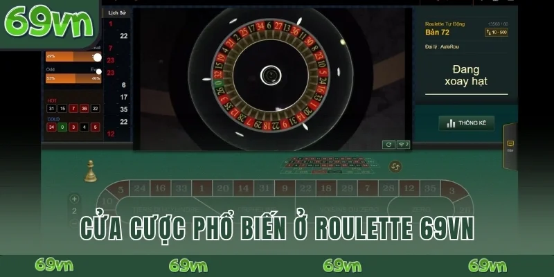 Cửa cược phổ biến ở Roulette 69VN