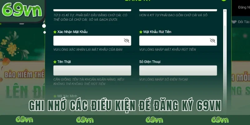 Ghi nhớ các điều kiện để đăng ký 69VN thành công