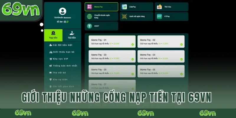 Giới thiệu những cổng nạp tiền tại 69VN 