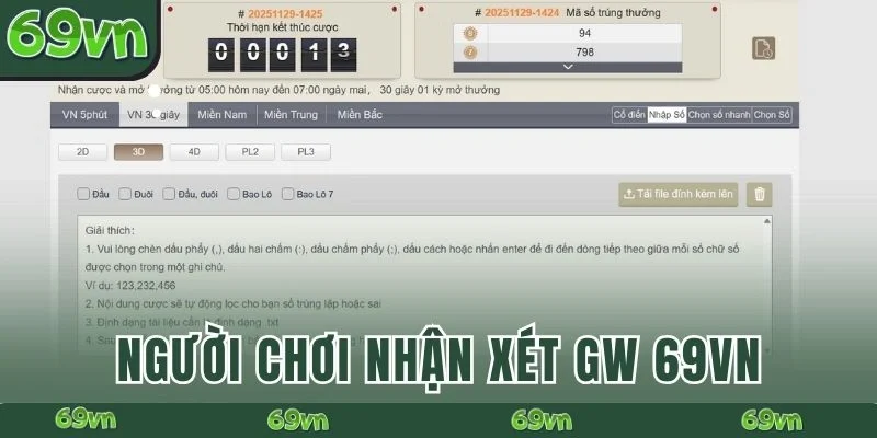 Người chơi nhận xét GW 69VN