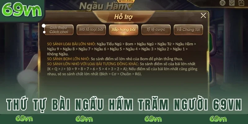 Thứ tự bài Ngầu hầm trăm người 69VN