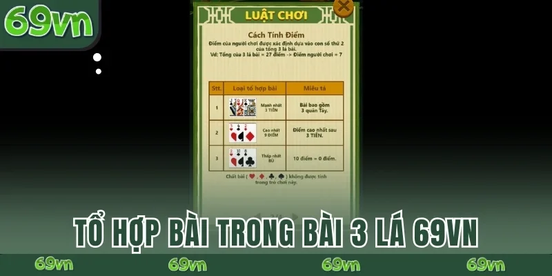 Tổ hợp bài trong bài 3 lá 69VN