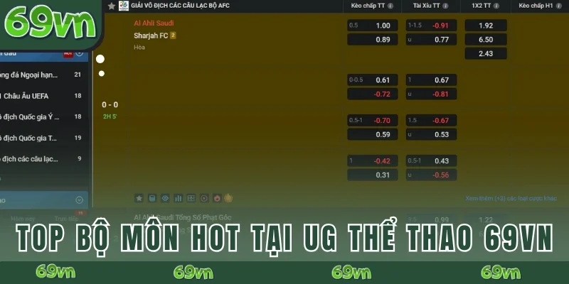 Top bộ môn hot có tại UG thể thao 69VN